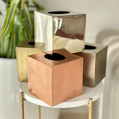 Bronze Brass Cube Tissue Box