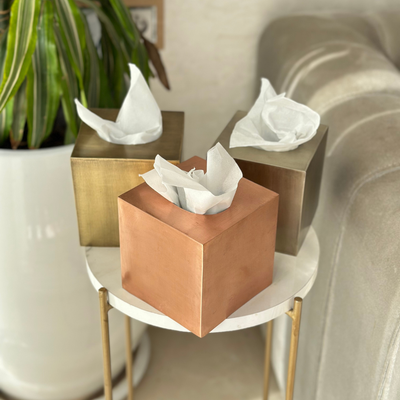Bronze Brass Cube Tissue Box