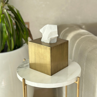 Bronze Brass Cube Tissue Box