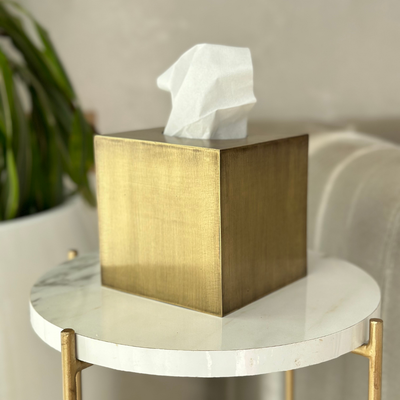 Bronze Brass Cube Tissue Box