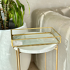 Glass and brass top