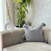 Handmade plain cushion cover with pompoms 45cmx45cm Grey