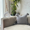 Handmade plain cushion cover with pompoms 45cmx45cm Grey