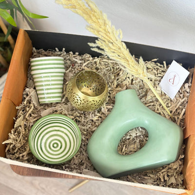 XL handcrafted green striped gift box