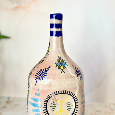 Blue Amazigh bottle vase
