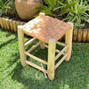 Tabouret traditionnel en bois et cuir - Ajbir