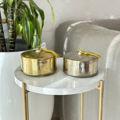 Hammered Gold Brass Storage Box