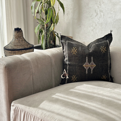 Sabra (cactus silk) black handmade cushion cover (Copy)