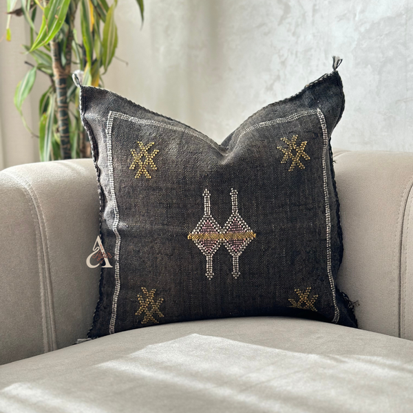 Sabra (cactus silk) black handmade cushion cover (Copy)