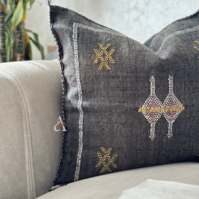 Sabra (cactus silk) black handmade cushion cover (Copy)