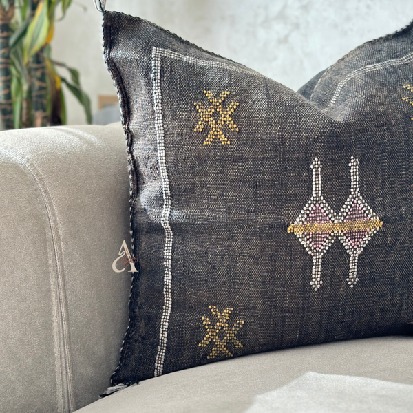Sabra (cactus silk) black handmade cushion cover (Copy)