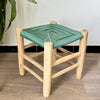 Tabouret en bois et Kittane vert eau - Ajbir