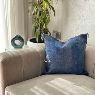 Sabra plain cushion cover (cactus silk) faded denim blue