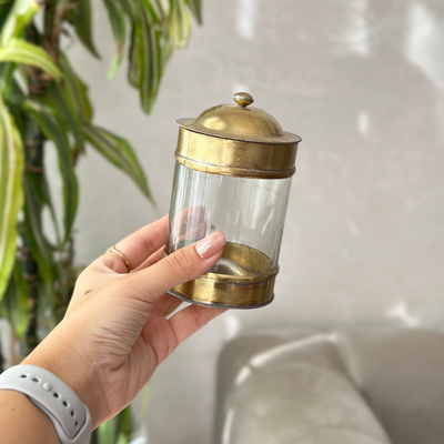 Glass and gold brass box
