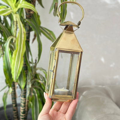 Modern Moroccan lantern in gilded brass