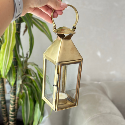 Modern Moroccan lantern in gilded brass