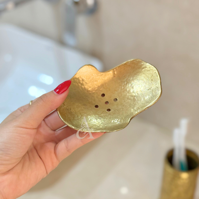 Gold-plated copper hand soap dish