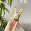 Khmissa openwork gilded brass candle holder