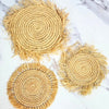 24cm wicker trivet with fringes
