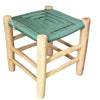 Tabouret en bois et Kittane vert eau - Ajbir