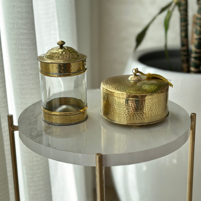 Glass and gold brass box