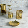 Hammered glass and gold brass soap dispenser