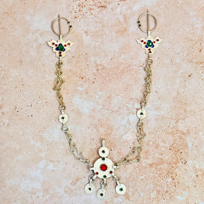 Silver Amazigh Tazerzit accessory with pins