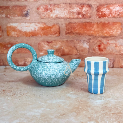 Sky blue teapot handcrafted gift box
