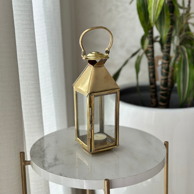Modern Moroccan lantern in gilded brass