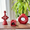 Porte bougie rouge moucheté - Ajbir