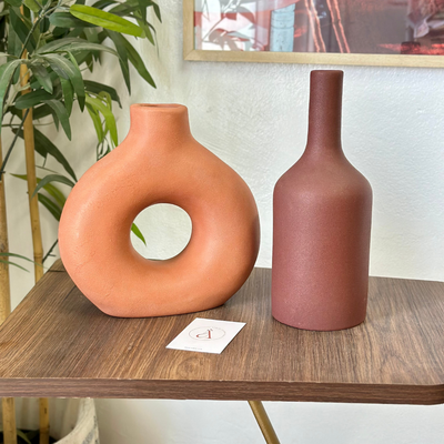 Iridescent brown bottle vase