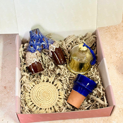 Blue brown handmade gift box