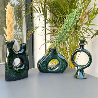 Porte bougie vert moucheté - Ajbir