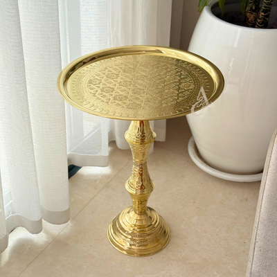 Handcrafted side table 100% gold-plated brass