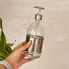 Large Hammered Silver Glass and Brass Soap Dispenser