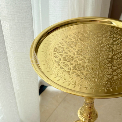 Handcrafted side table 100% gold-plated brass