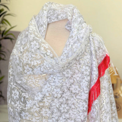 Traditional Amazigh white lace scarf