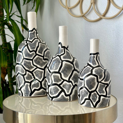 Handmade gray zellige bottle vase