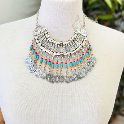 Dihia silver and turquoise Amazigh necklace