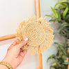 Anir natural raffia saucer with pompoms
