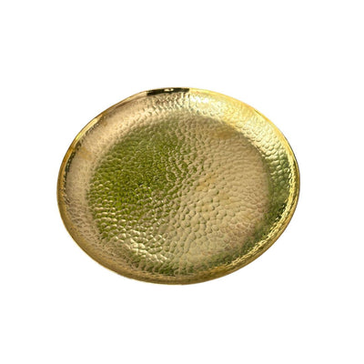 Assiette martelée en laiton doré - Ajbir