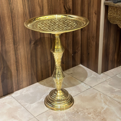 Handcrafted side table 100% gold-plated brass