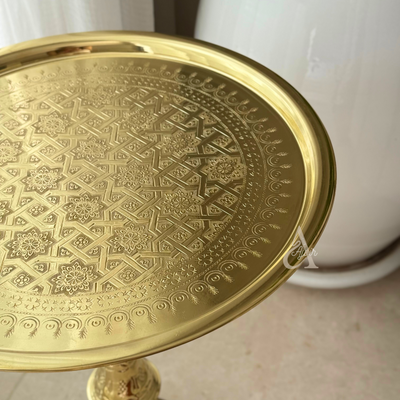Handcrafted side table 100% gold-plated brass