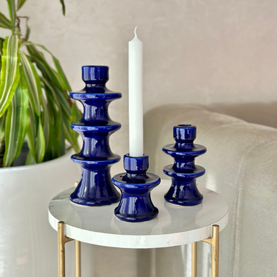 Modern blue candle holder
