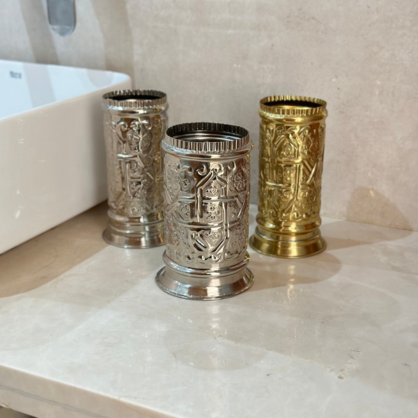 Traditional gilded brass glass