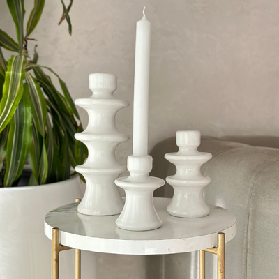 Modern white candle holder