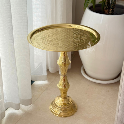 Handcrafted side table 100% gold-plated brass