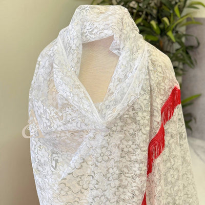 Traditional Amazigh white lace scarf