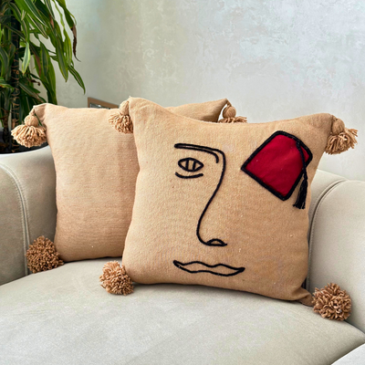 Housse de coussin Tarbouch beige - Ajbir