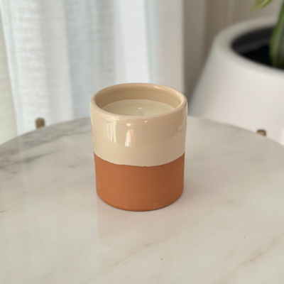 White terracotta handmade candle with Jasmine scent
